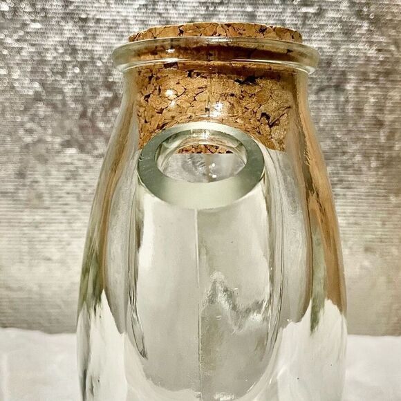 Wheaton Snub Nose Clear Thick Glass Cork Top Candy Pitcher 5.7, vintage 1940s - Picture 2 of 7